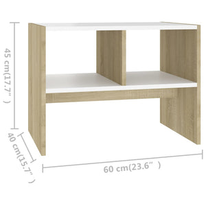 Τραπέζι Βοηθητικό Λευκό/Sonoma Δρυς 60x40x45 εκ. Επεξ. Ξύλο