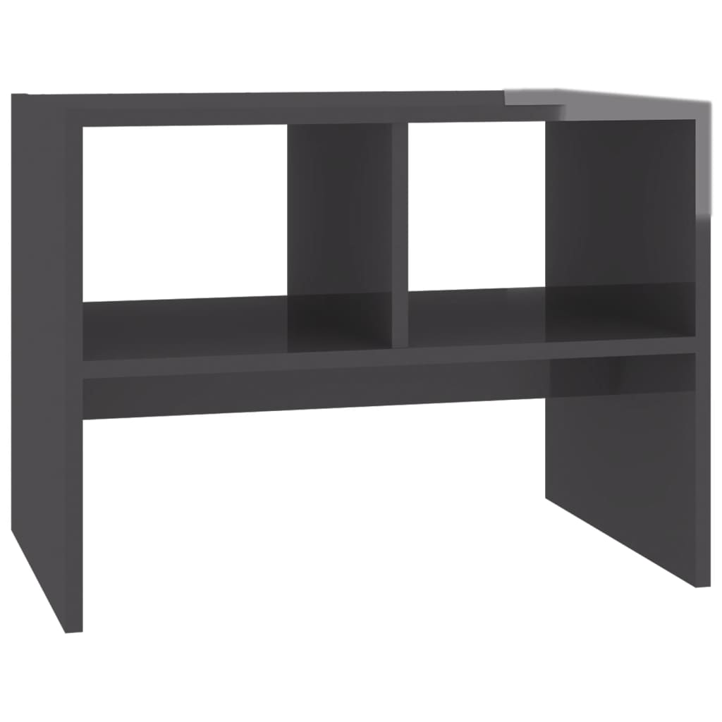 Τραπέζι Βοηθητικό Γυαλιστερό Γκρι 60 x 40 x 45 εκ. Επεξ. Ξύλο