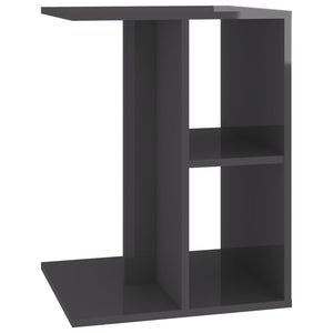 Τραπέζι Βοηθητικό Γυαλιστερό Γκρι 60 x 40 x 45 εκ. Επεξ. Ξύλο
