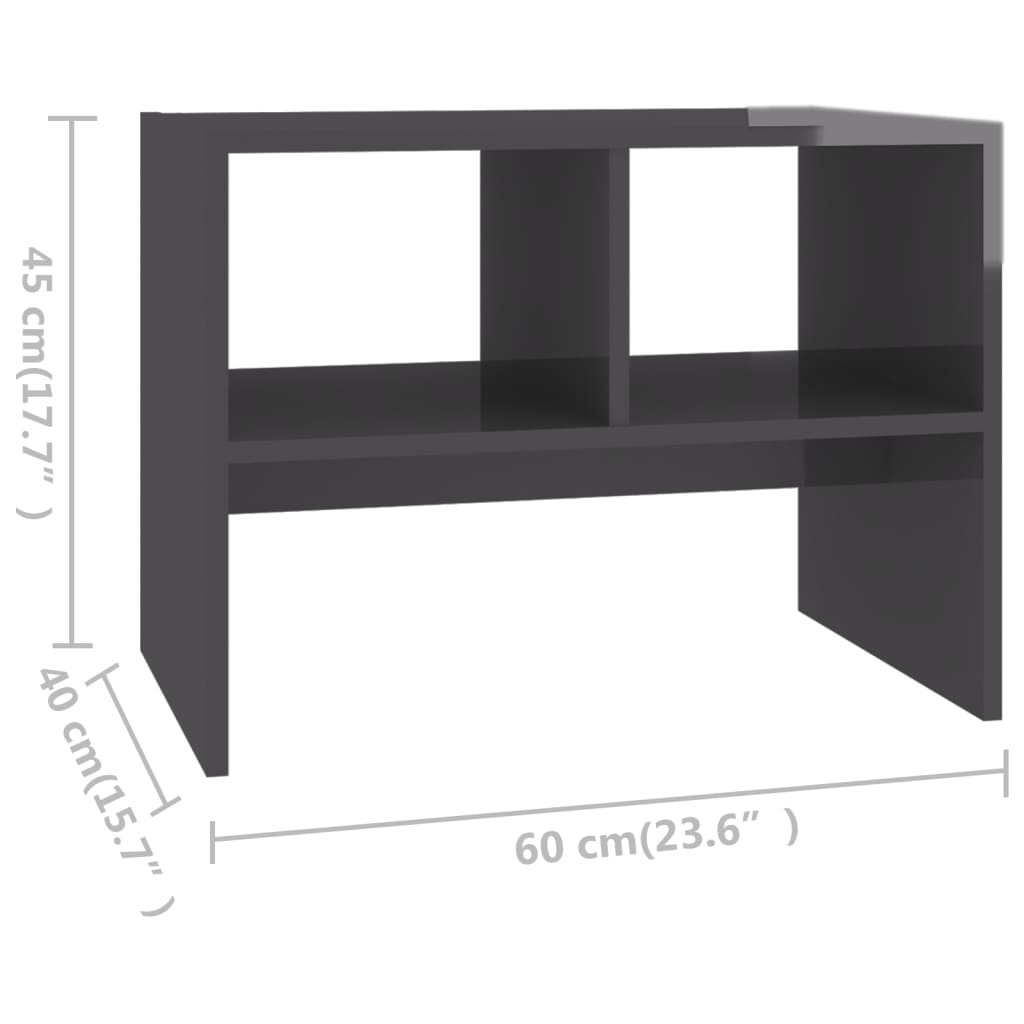 Τραπέζι Βοηθητικό Γυαλιστερό Γκρι 60 x 40 x 45 εκ. Επεξ. Ξύλο
