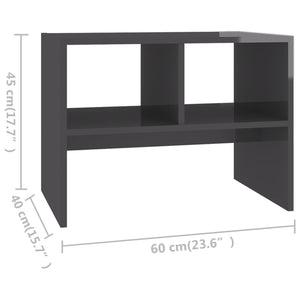 Τραπέζι Βοηθητικό Γυαλιστερό Γκρι 60 x 40 x 45 εκ. Επεξ. Ξύλο