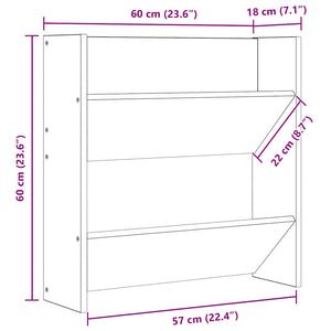 Παπουτσοθήκη Τοίχου Μαύρη 60 x 18 x 60 εκ. Επεξ. Ξύλο
