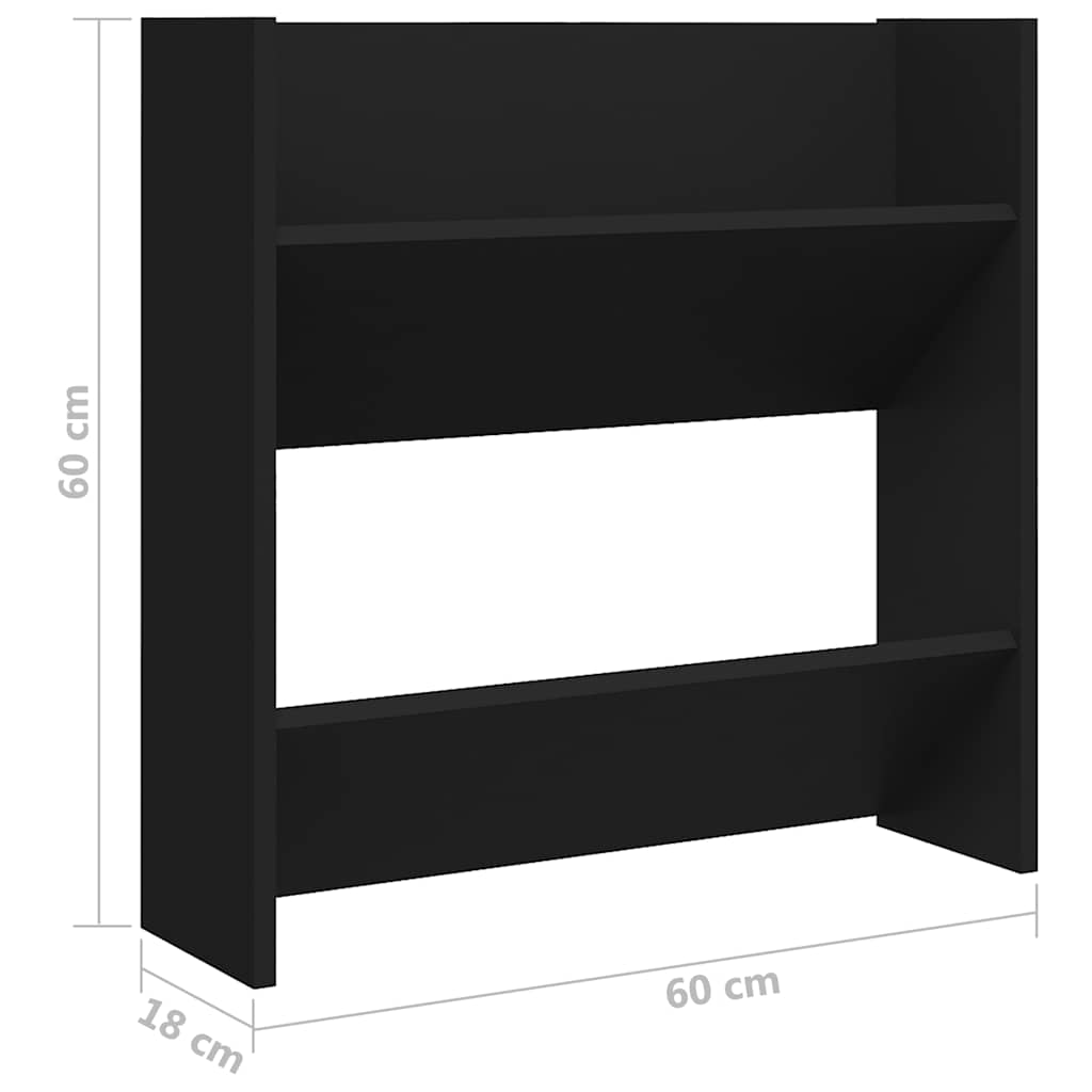 Παπουτσοθήκες Τοίχου 2 τεμ. Μαύρο 60x18x60 εκ. από Μοριοσανίδα