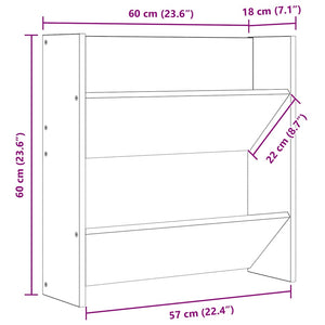Παπουτσοθήκες Τοίχου 2 τεμ. Γκρι Σκυρ. 60x18x60 εκ. Μοριοσανίδα