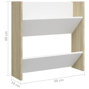 Παπουτσοθήκες 2 τεμ. Λευκές/Sonoma Δρυς 60x18x60εκ. Μοριοσανίδα