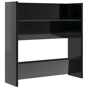 Παπουτσοθήκες Τοίχου 2 τεμ. Γυαλ. Μαύρο 60x18x60εκ. Επεξ. Ξύλο