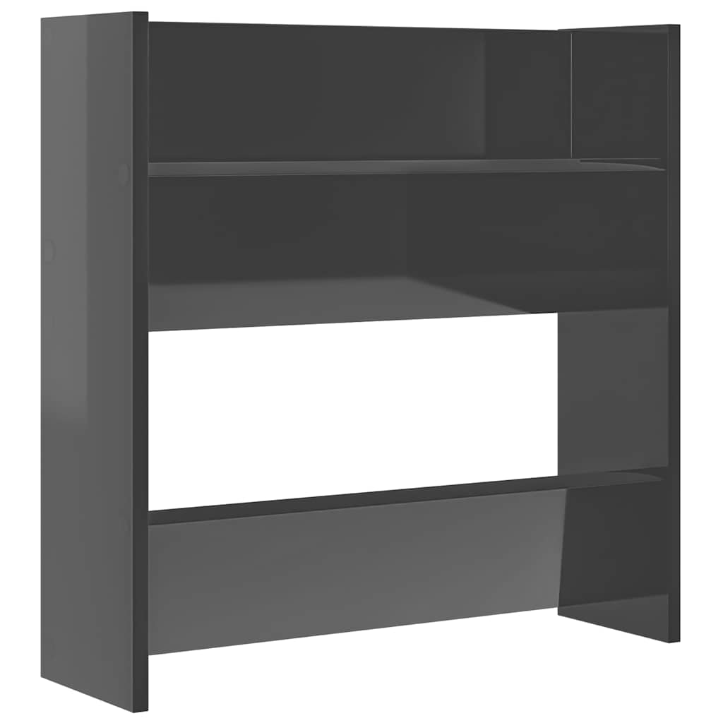 Παπουτσοθήκες Τοίχου 2 τεμ. Γυαλ. Γκρι 60x18x60εκ. Επεξ. Ξύλο