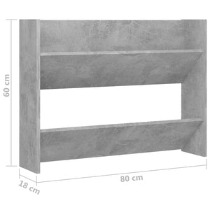 Παπουτσοθήκη Τοίχου Γκρι Σκυρ. 80x18x60 εκ. Επεξ. Ξύλο