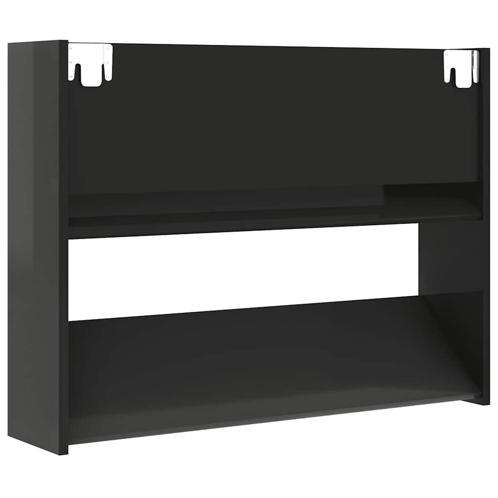 Παπουτσοθήκη Τοίχου Γυαλιστερή Μαύρη 80x18x60εκ από Επεξ. Ξύλο - Pakobazaar