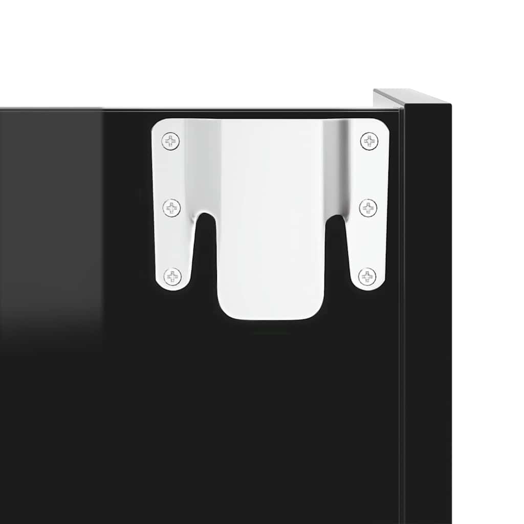 Παπουτσοθήκη Τοίχου Γυαλιστερή Μαύρη 80x18x60εκ από Επεξ. Ξύλο - Pakobazaar