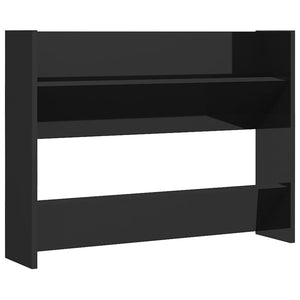 Παπουτσοθήκες Τοίχου 2 τεμ. Γυαλ. Μαύρο 80x18x60εκ. Επεξ. Ξύλο