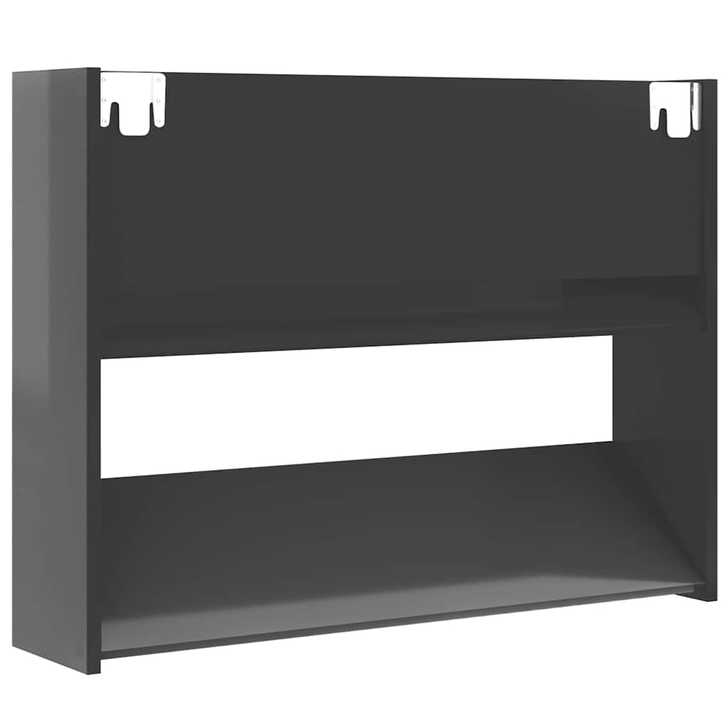 Παπουτσοθήκη Τοίχου Γυαλιστερό Γκρι 80x18x60εκ. από Επεξ. Ξύλο