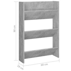 Παπουτσοθήκη Τοίχου Γκρι Σκυρ. 60 x 18 x 90 εκ. από Μοριοσανίδα