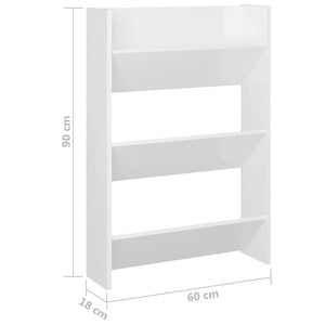 Παπουτσοθήκες Τοίχου 2 τεμ. Γυαλ. Λευκό 60x18x90εκ. Επεξ. Ξύλο