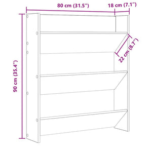 Παπουτσοθήκη Τοίχου Μαύρη 80 x 18 x 90 εκ. από Επεξ. Ξύλο