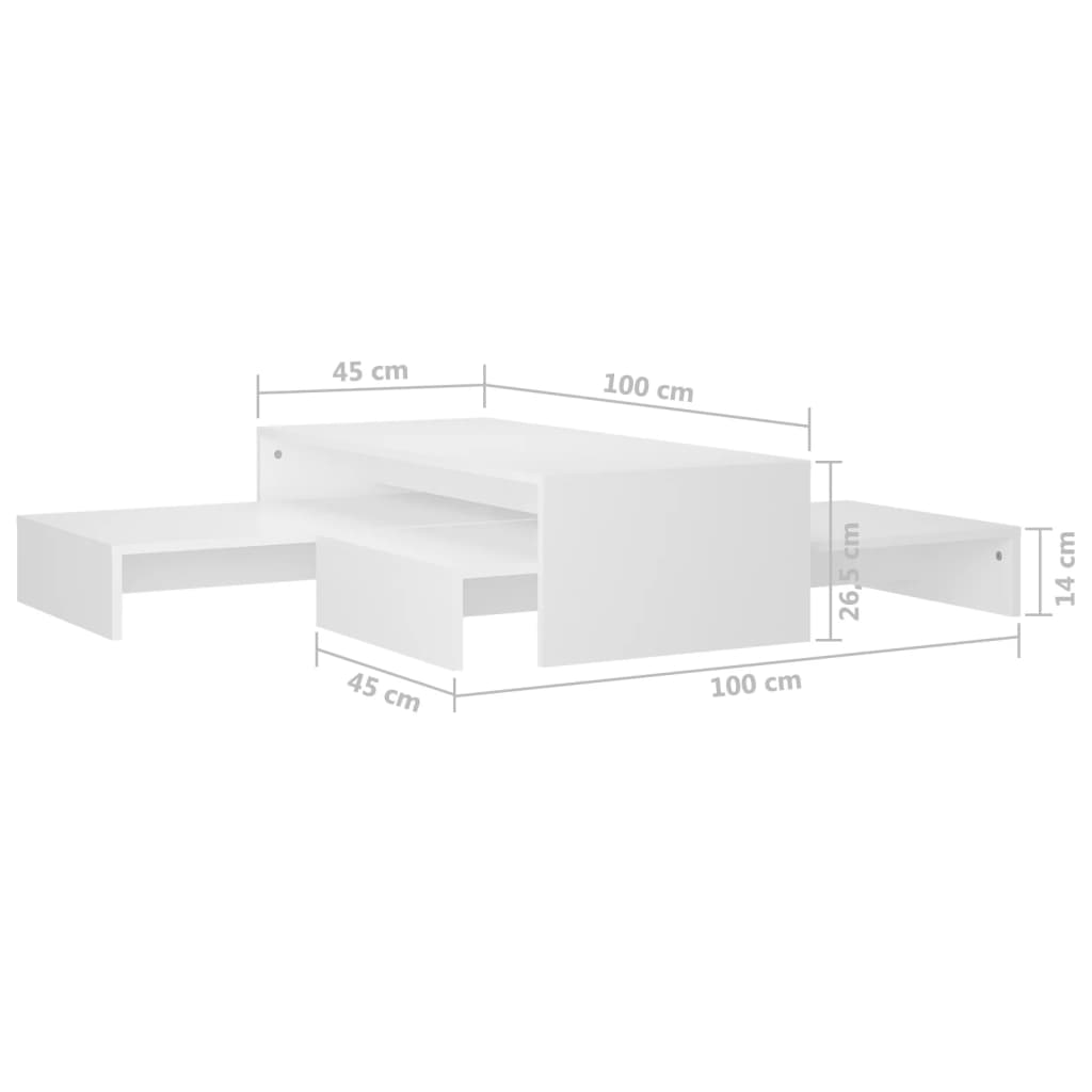 Τραπεζάκι Σαλονιού Ζιγκόν Λευκό 100x100x26,5 εκ. Επεξ. Ξύλο