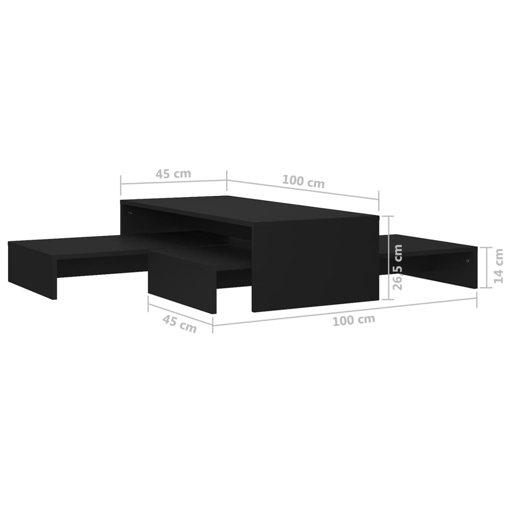 Τραπεζάκι Σαλονιού Ζιγκόν Μαύρο 100x100x26,5 εκ. Επεξ. Ξύλο