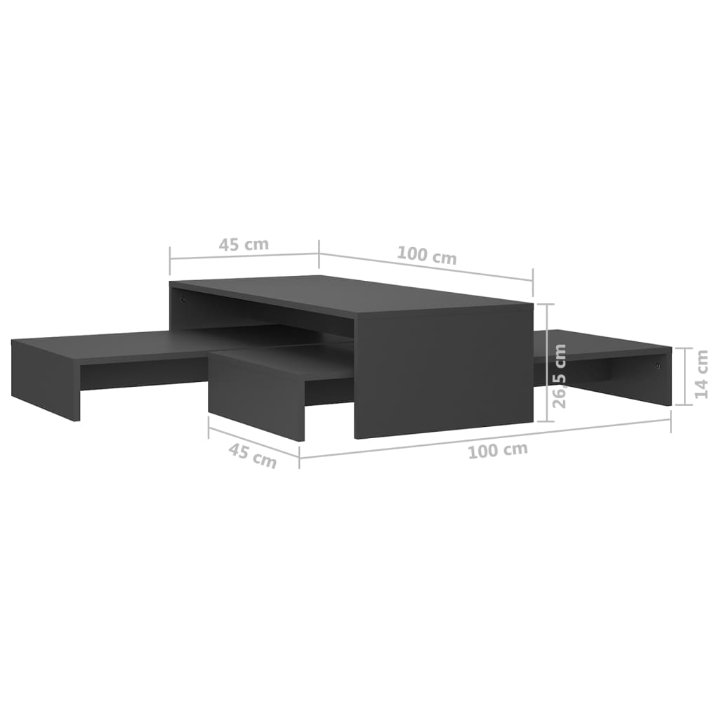 Τραπεζάκι Σαλονιού Ζιγκόν Γκρι 100x100x26,5 εκ. Επεξ. Ξύλο