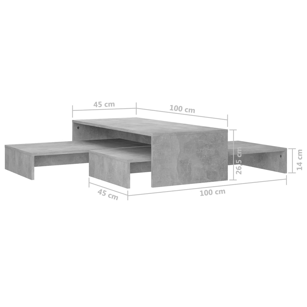 Τραπεζάκι Σαλονιού Ζιγκόν Γκρι Σκυρ. 100x100x26,5εκ Μοριοσανίδα