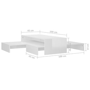 Τραπεζάκι Ζιγκόν Γυαλιστερό Λευκό 100x100x26,5 εκ.