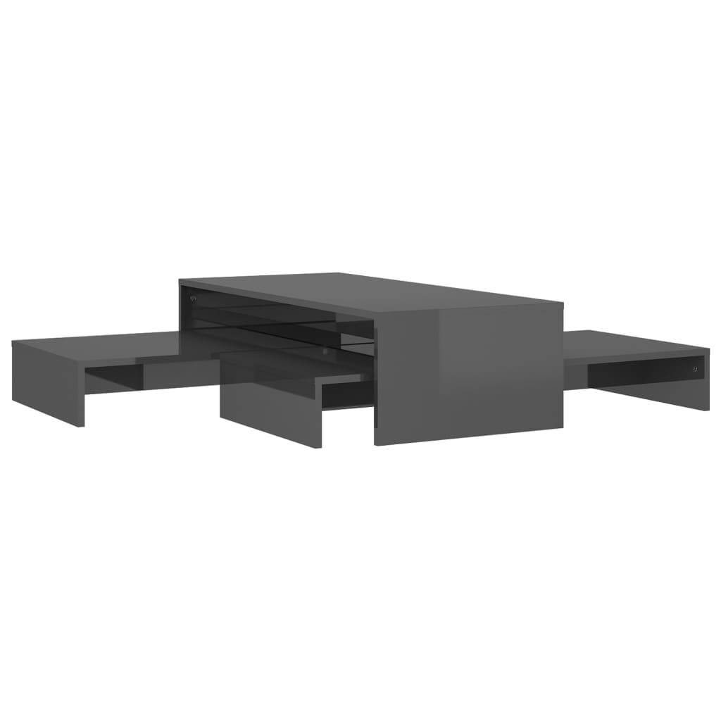 Τραπεζάκι Ζιγκόν Γυαλιστερό Γκρι 100x100x26,5 εκ.