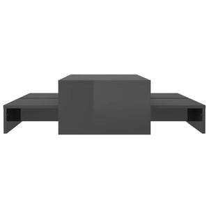 Τραπεζάκι Ζιγκόν Γυαλιστερό Γκρι 100x100x26,5 εκ.