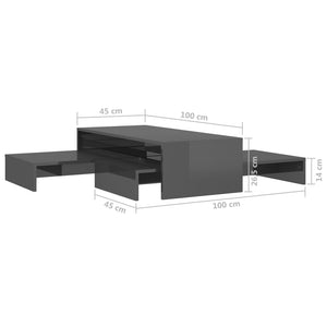 Τραπεζάκι Ζιγκόν Γυαλιστερό Γκρι 100x100x26,5 εκ.