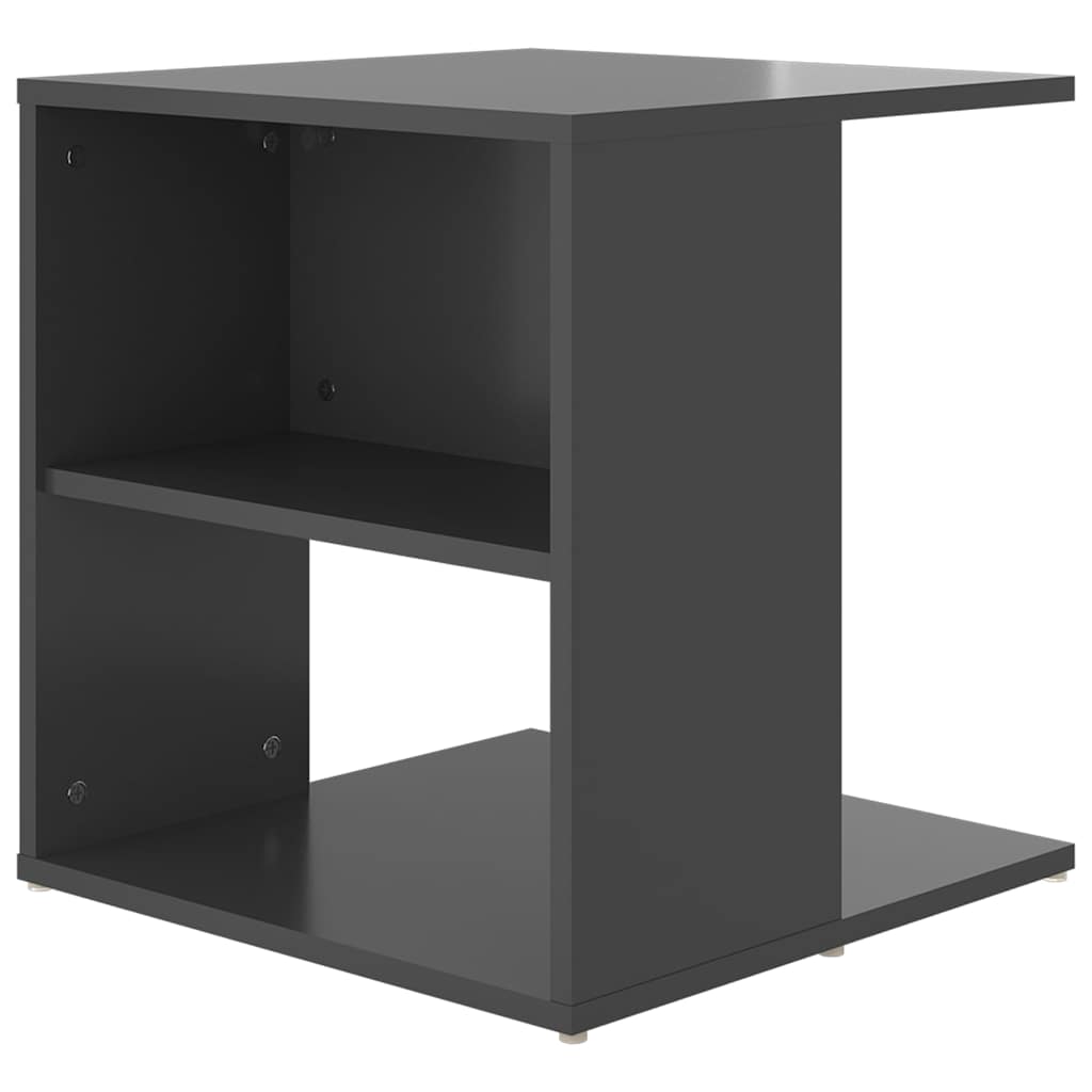 Τραπέζι Βοηθητικό Γυαλιστερό Γκρι 45 x 45 x 48 εκ. Επεξ. Ξύλο