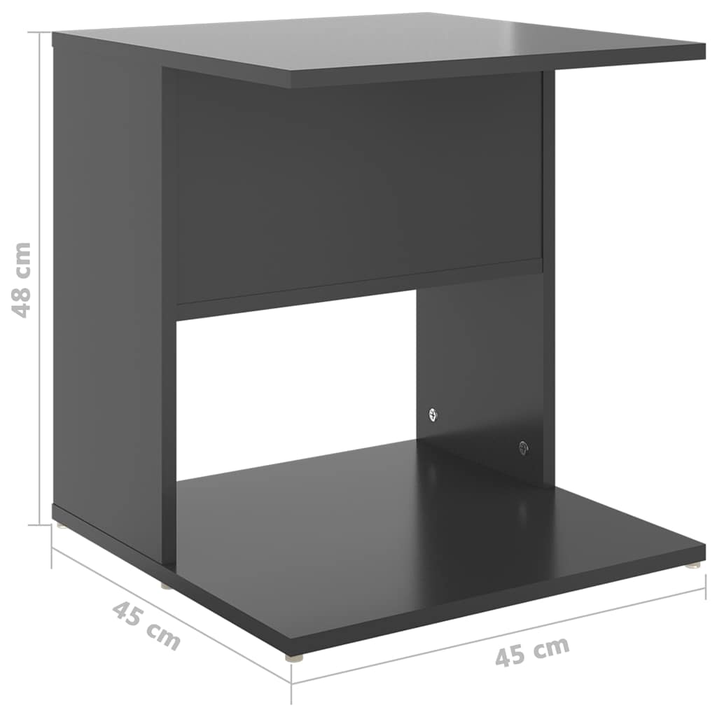 Τραπέζι Βοηθητικό Γυαλιστερό Γκρι 45 x 45 x 48 εκ. Επεξ. Ξύλο