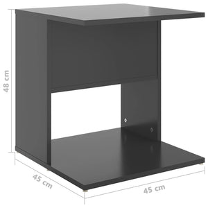 Τραπέζι Βοηθητικό Γυαλιστερό Γκρι 45 x 45 x 48 εκ. Επεξ. Ξύλο