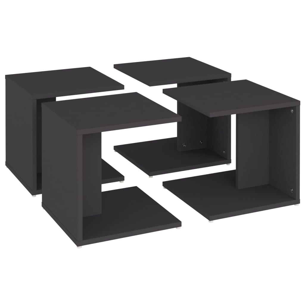 Τραπεζάκια Σαλονιού 4 τεμ. Γκρι 33 x 33 x 33 εκ. Επεξ. Ξύλο