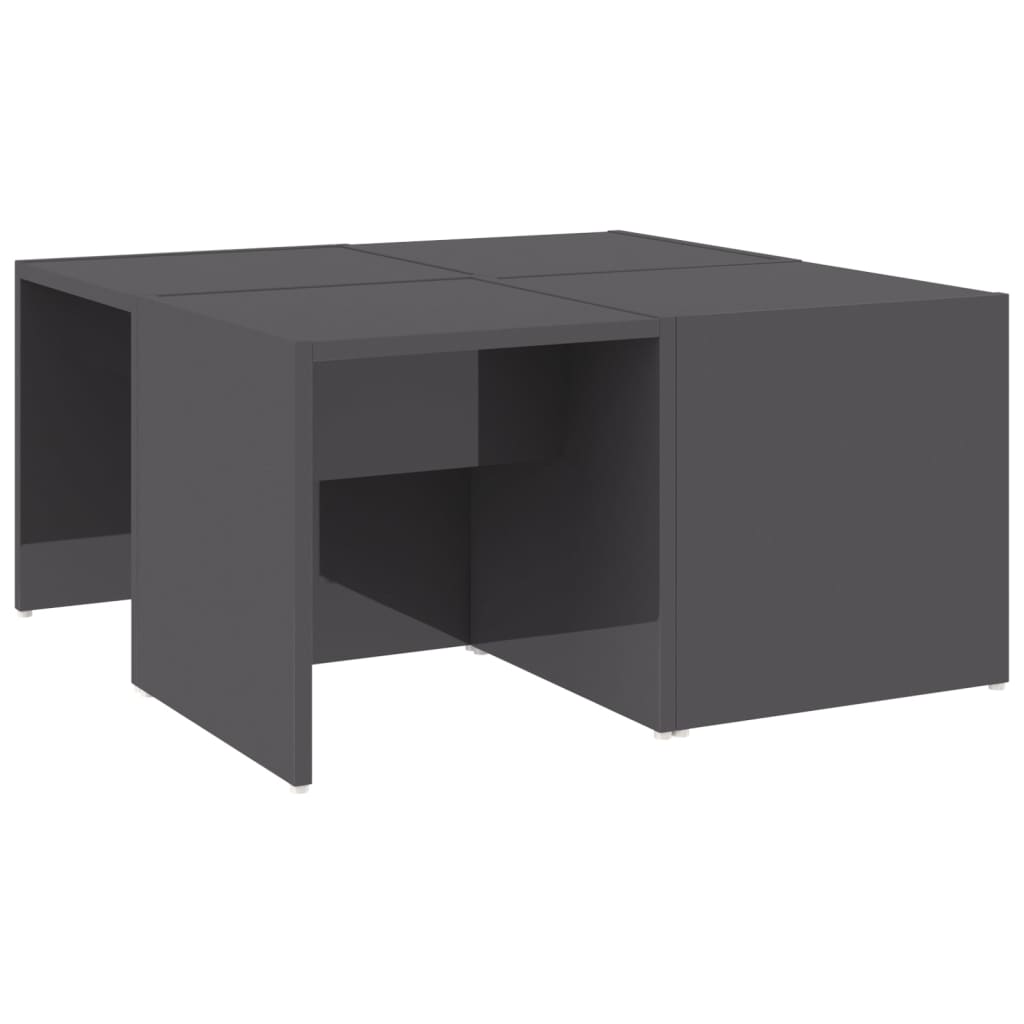 Τραπεζάκια Σαλονιού 4 τεμ. Γυαλ. Γκρι 33x33x33 εκ. Επεξ. Ξύλο