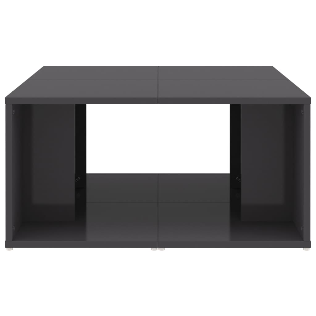 Τραπεζάκια Σαλονιού 4 τεμ. Γυαλ. Γκρι 33x33x33 εκ. Επεξ. Ξύλο