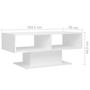 Τραπεζάκι Σαλονιού Γυαλ. Λευκό 103,5x50x44,5 εκ. Μοριοσανίδα