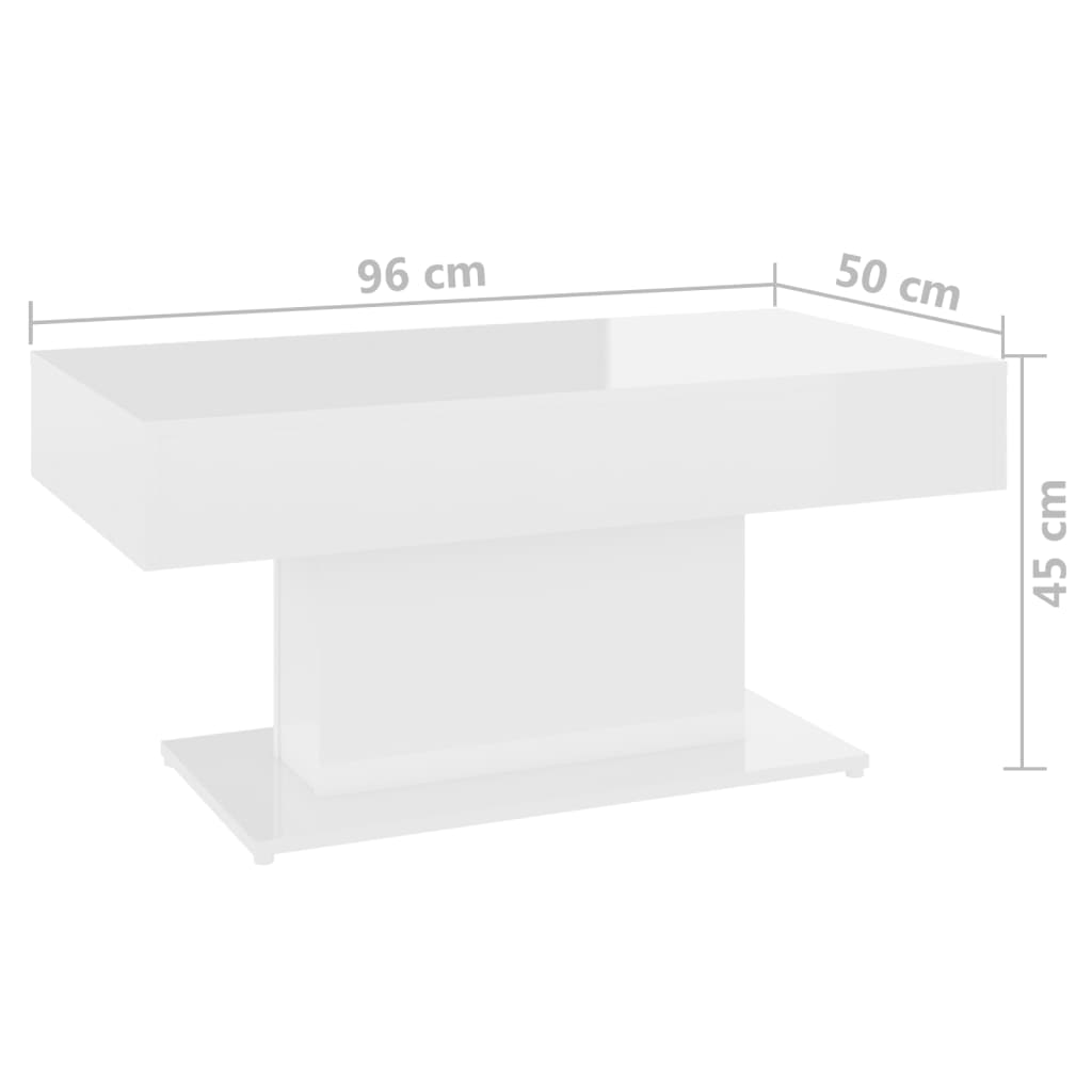 Τραπεζάκι Σαλονιού Γυαλ. Λευκό 96 x 50 x 45 εκ. από Επεξ. Ξύλο