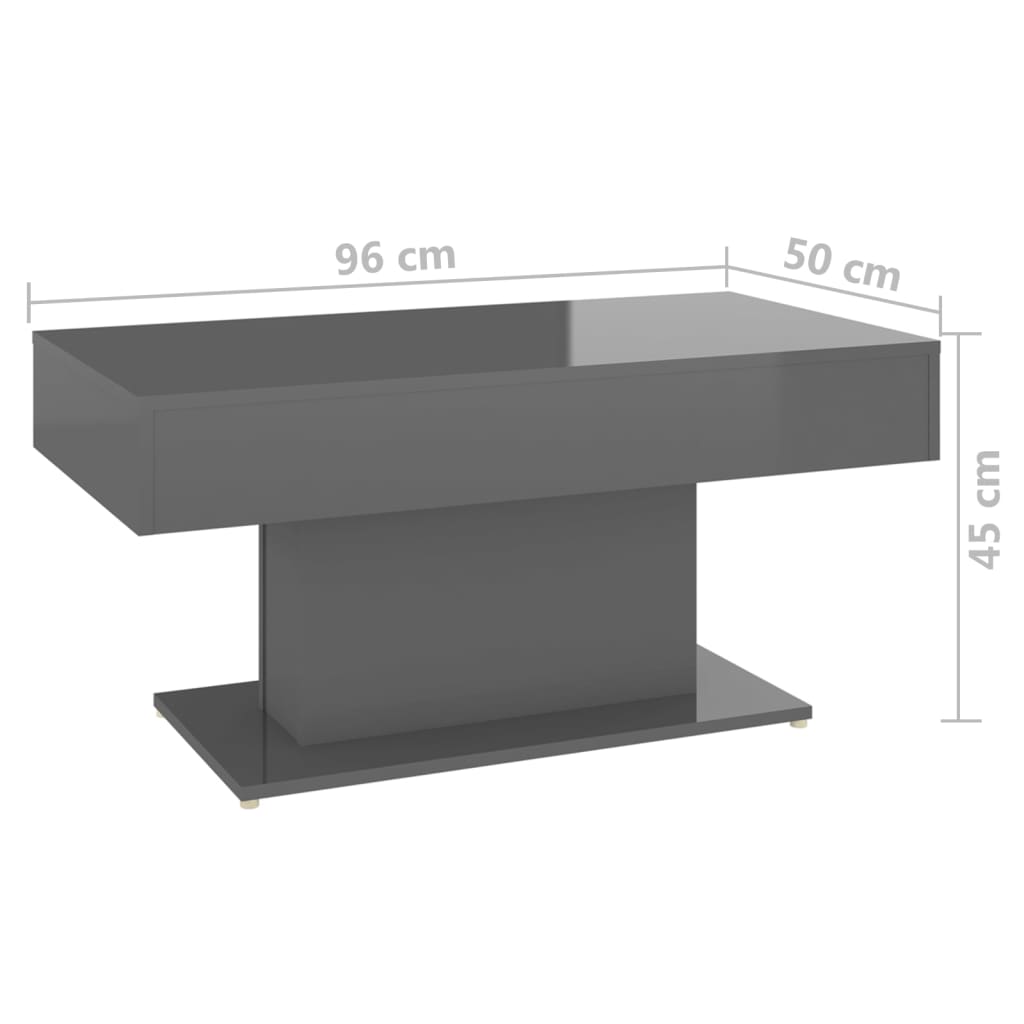 Τραπεζάκι Σαλονιού Γυαλ. Γκρι 96 x 50 x 45 εκ. από Μοριοσανίδα