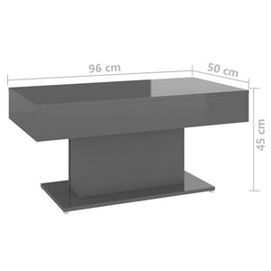 Τραπεζάκι Σαλονιού Γυαλ. Γκρι 96 x 50 x 45 εκ. από Μοριοσανίδα