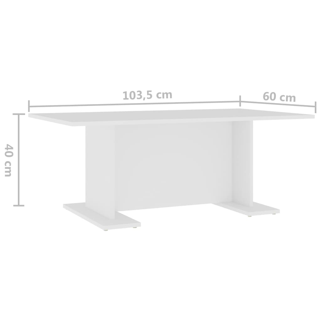 Τραπεζάκι Σαλονιού Λευκό 103,5 x 60 x 40 εκ. από Επεξ. Ξύλο