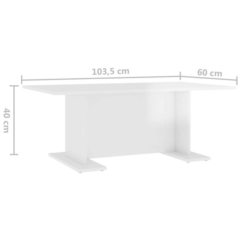 Τραπεζάκι Σαλονιού Γυαλιστερό Λευκό 103,5x60x40 εκ. Επεξ. Ξύλο