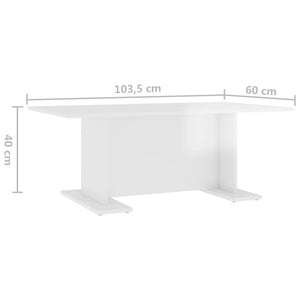 Τραπεζάκι Σαλονιού Γυαλιστερό Λευκό 103,5x60x40 εκ. Επεξ. Ξύλο