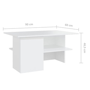 Τραπεζάκι Σαλονιού Λευκό 90 x 60 x 46,5 εκ. από Μοριοσανίδα