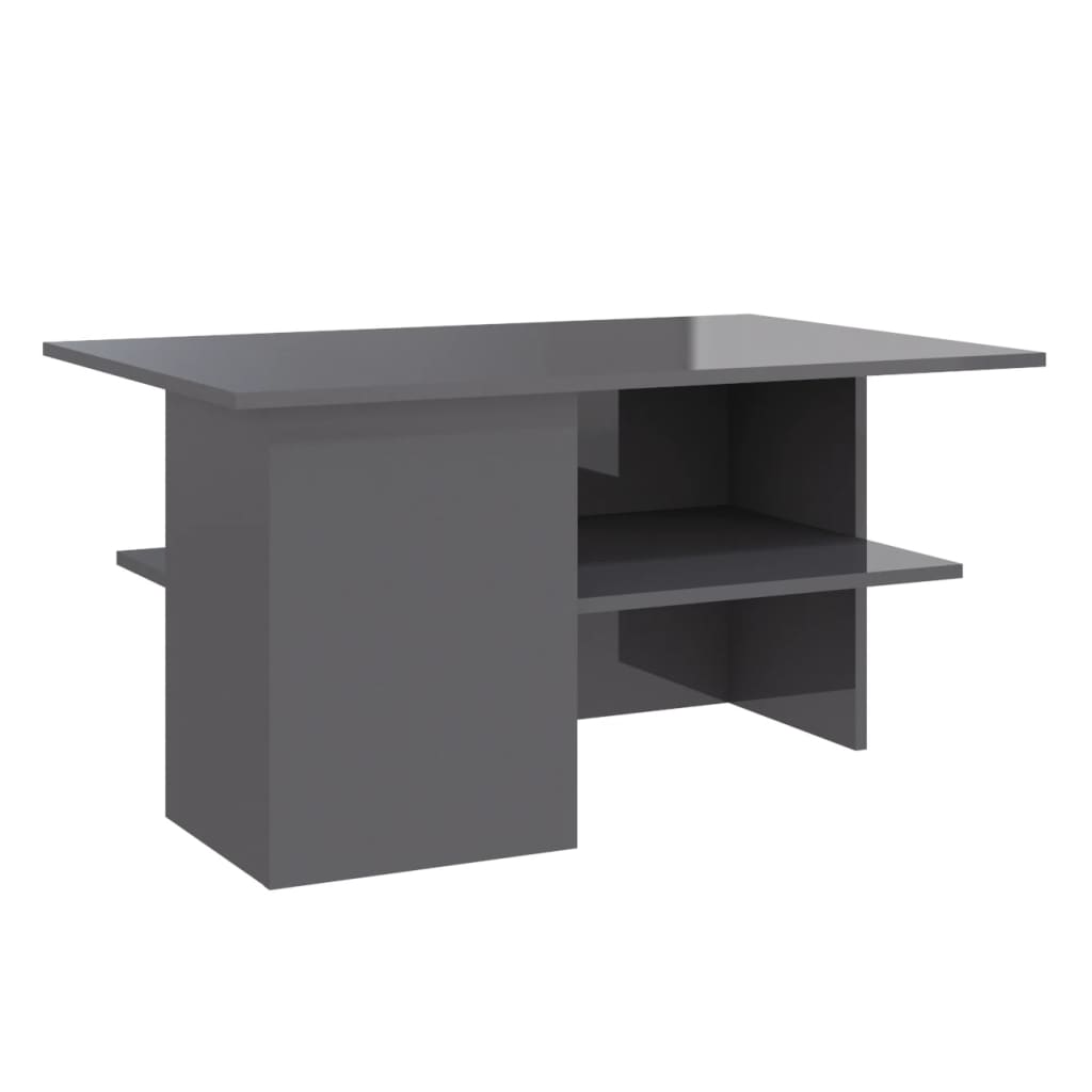 Τραπεζάκι Σαλονιού Γυαλιστερό Γκρι 90x60x46,5 εκ. Επεξ. Ξύλο