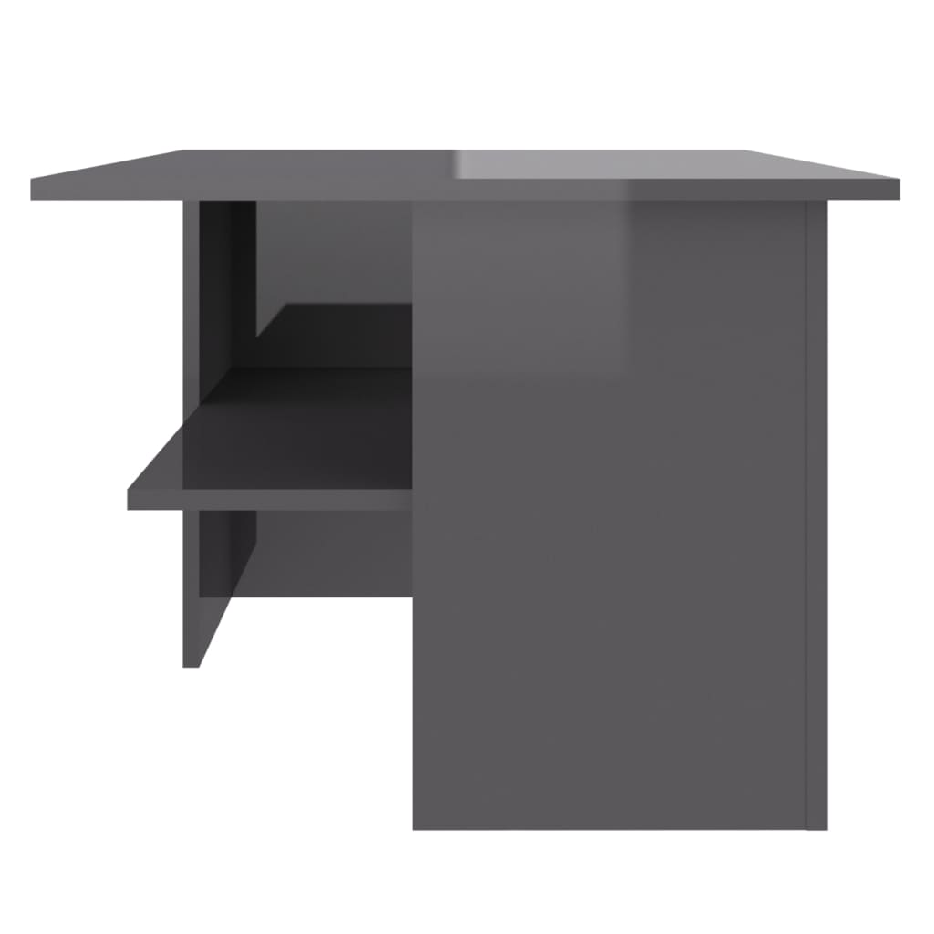Τραπεζάκι Σαλονιού Γυαλιστερό Γκρι 90x60x46,5 εκ. Επεξ. Ξύλο