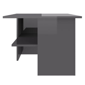 Τραπεζάκι Σαλονιού Γυαλιστερό Γκρι 90x60x46,5 εκ. Επεξ. Ξύλο