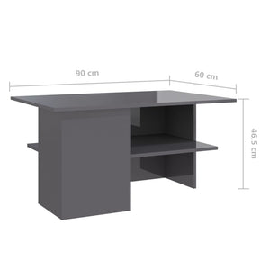 Τραπεζάκι Σαλονιού Γυαλιστερό Γκρι 90x60x46,5 εκ. Επεξ. Ξύλο