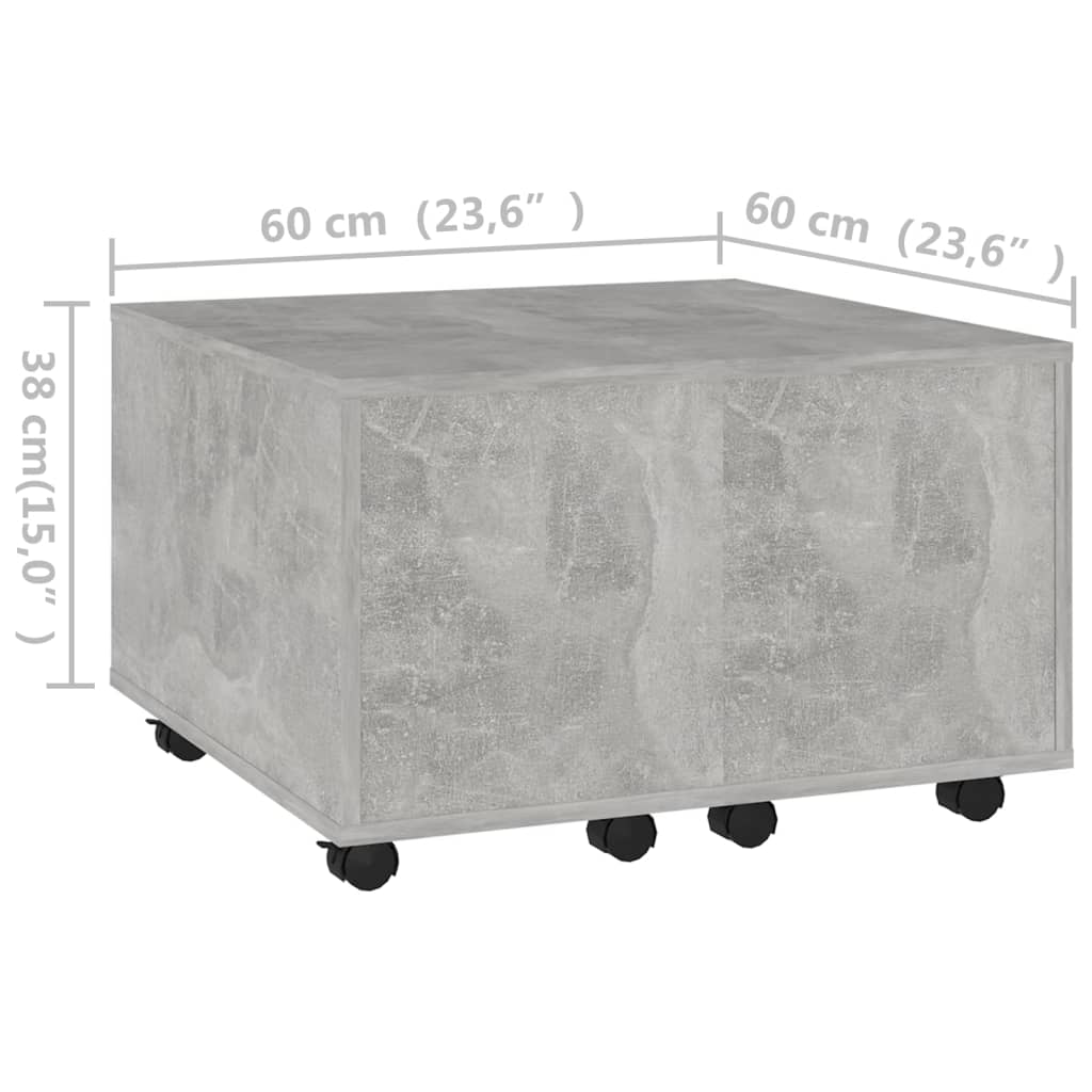 Τραπεζάκι Σαλονιού Γκρι Σκυροδέματος 60x60x38 εκ. Επεξ. Ξύλο - Pakobazaar