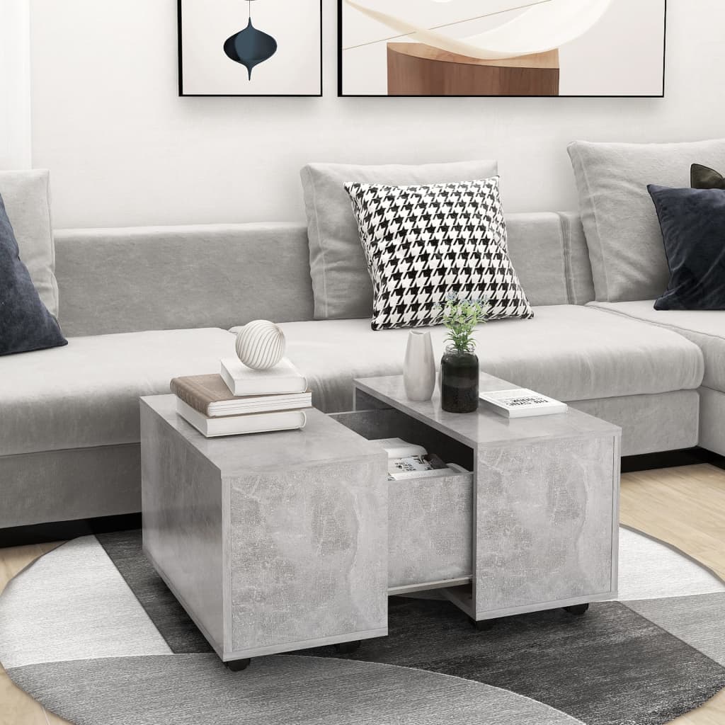 Τραπεζάκι Σαλονιού Γκρι Σκυροδέματος 60x60x38 εκ. Επεξ. Ξύλο - Pakobazaar