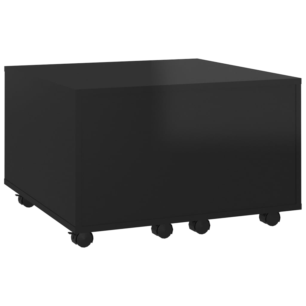 Τραπεζάκι Σαλονιού Γυαλιστερό Μαύρο 60x60x38 εκ. Επεξ. Ξύλο