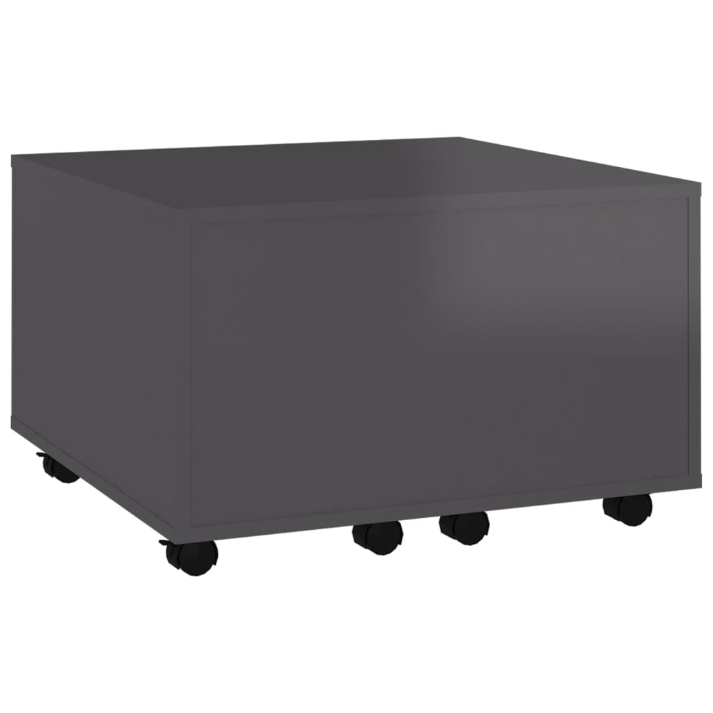 Τραπεζάκι Σαλονιού Γυαλιστερό Γκρι 60 x 60 x 38 εκ. Επεξ. Ξύλο