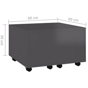 Τραπεζάκι Σαλονιού Γυαλιστερό Γκρι 60 x 60 x 38 εκ. Επεξ. Ξύλο